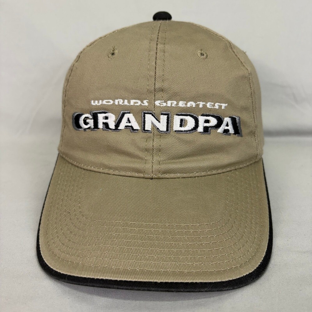 Signatures Baseball Cap Worlds Greatest Grandpa Mens OSFM Tan Embroidered Hat